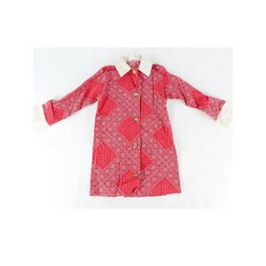 Vintage 1970's Girls Red Bandana Scarf Dress with White Collar and Cuffs